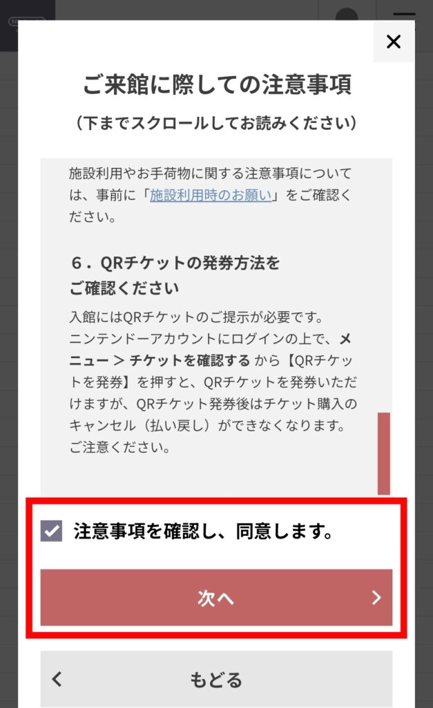 ニンテンドーミュージアム公式サイト・注意事項画面